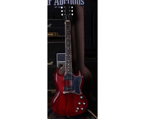 Unbranded SG Special replica electric guitar; Body: cherry refinished SG type body; Neck: good; Fretboard: rosewood; Frets: g