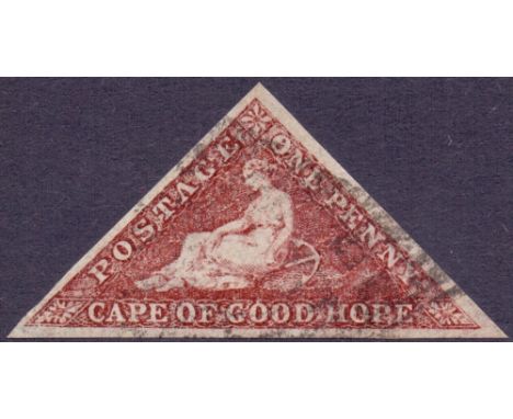 STAMPS : Cape of Good Hope 1863 1d Deep Carmine Red sideways watermark fine used SG18a