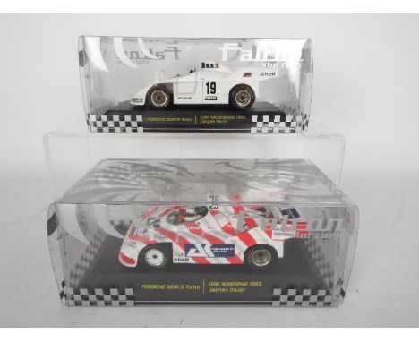 Falcon Slot Cars - Two Porsche 908/3 Turbo models comprising DRM Hockenheim 1982 Jurgen Barth and DRM Norisring 1983 Jochen D