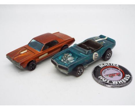 Hot Wheels - Redlines - 2 x 1960s original cars, a 1967 dated Hong Kong made Custom Cougar in hard to find Orange Spectraflam