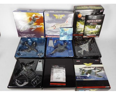 Corgi Aviation Archive - 4 x boxed limited edition 1:72 scale fighter aircraft, Hawker Hunter FGA9 # AA32711, SEPECAT Jaguar 