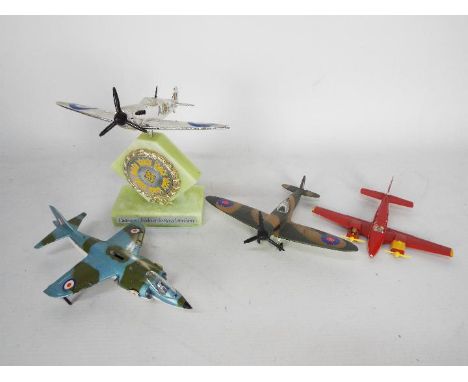 Dinky Toys - A fleet of four unboxed later issue Dinky Toys diecast model aircraft. Lot consists of Dinky #722 Hawker Harrier