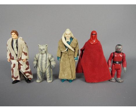 Kenner - 5 x loose 3.75" figures, Han Solo in Trench Coat marked LFL 1984, Snaggletooth marked GMFGI 1978 Hong Kong, Bib Fort