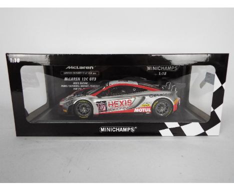 Minichamps - A limited edition 1:18 scale McLaren 12C GT3 Hexis Racing, one of only 504 produced, model appears M in VG box. 