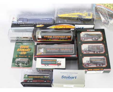 Corgi, Corgi Wheelz and other - twelve scale models to include three-model set # 60011, Volvo skeletal trailer TY86731, Volvo