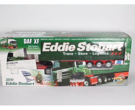 An Eddie Stobart full function radio control DAF XF 1:18 scale model with working lights, realistic sounds (horn, engine, air