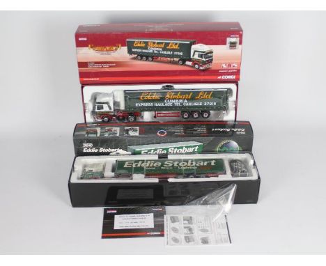 Corgi - two Eddie Stobart 1:50 scale models, Seddon Atkinson Strato curtainside CC15403 and Scania Topline curtainside traile