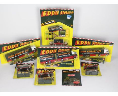 Corgi - Eddie Stobart model sets comprising Refuelling set curtainside lorry, refuelling pumps, signs and cones TY88404, Volv