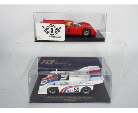 Fly - Two models comprising a limited edition Slot Swap 3 in red numbered 16/70 and a Porsche 917/10 2° Riverside Can-Am 1973