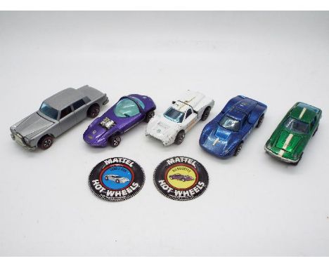 Hot Wheels - Redline - A group of 5 x 1960s Hong Kong made cars, Maserati Mistral, Rolls Royce Silver Shadow, Ford MkIV, Ford
