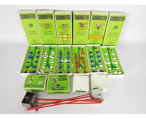 Subbuteo - A collection of 6 x boxed vintage teams, Liverpool FC, Walsall, West Bromwich, Tottenham, Chelsea and Halifax. The