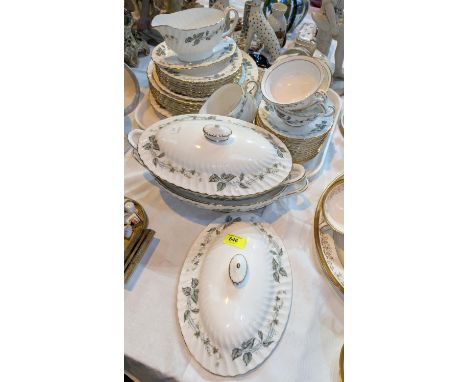 A Mintons Greenwich pattern part dinner and tea service of approximately 45 pieces including tureens, serving plates, soup bo