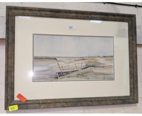 David Poole, "West Somerton", Norfolk, heightened pencil sketch, signed, 28 x 22cms, framed and glazed; 20th century coastal 