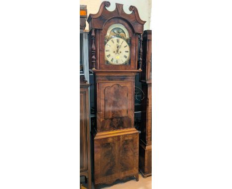 A large mahogany painted dial grandfather clock.
