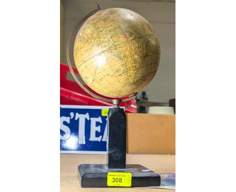 A 1920's Geographia 6" Terrestrial library globe on stand.