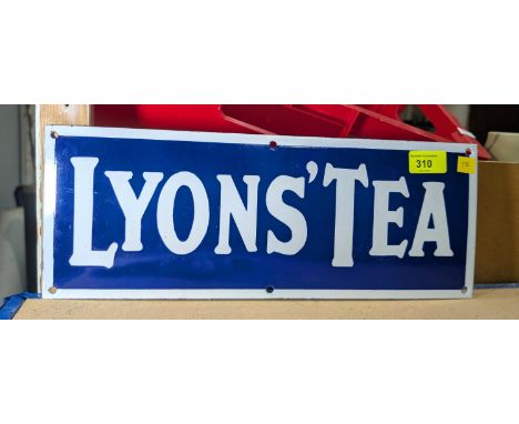 A 20th Century enamel sign - 'Lyons Tea'.