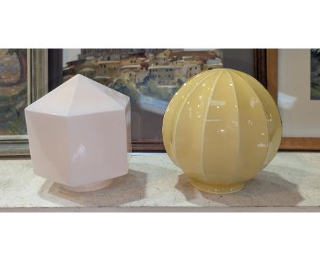 Two Art Deco shaped glass lamp shades.