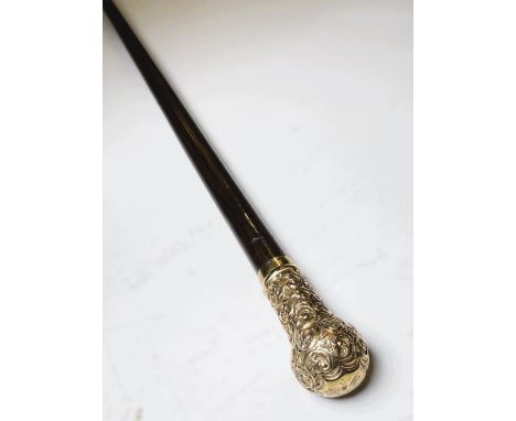 A late Victorian swagger stick with 9ct gold finial, London, 1899, 60cm.