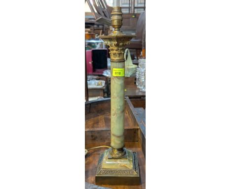 A classical style onyx and brass column lamp.