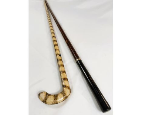 A vintage stick with faux snakeskin finish, 91cm, and another (2).