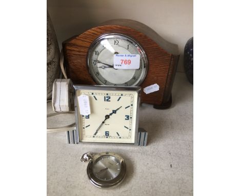 2 mantel clocks and a pocket watch 