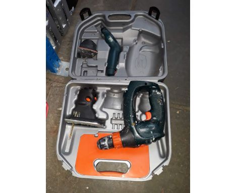 A Black &amp; Decker Quattro with a saw attachment and another Black &amp; Decker Wizard rotary tool in case 