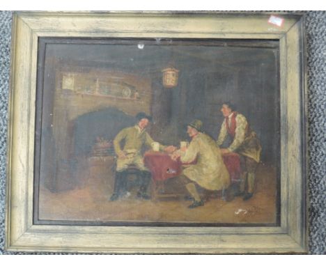 An oil painting, K, tavern scene, indistinctly signed, and dated 1931, x 40cm, plus frame