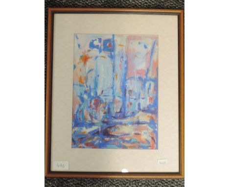 A pastel sketch, Toni Turner, abstract, atributed verso, and dated (19)96, 29 x 22cm, plus frame and glazed