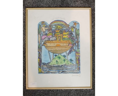 A Ltd Ed print, after Harold Swain, First Night at Noah's Ark, signed and num 39/100, 34 x 24cm plus frame and glazed