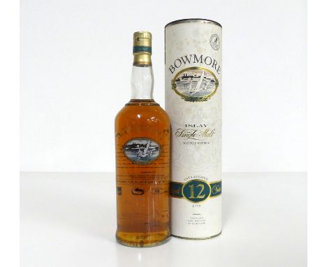 1 litre bt Bowmore 12YO Islay Single Malt Scotch Whisky 43% original tube- sl damaged