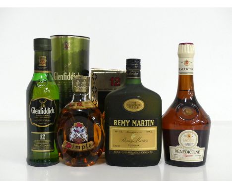 1 35-cl bt Glenfiddich 12YO Special Reserve Highland Single Malt Scotch Whisky 40% original tube 1 37.5-cl bt Dimple 12YO Del