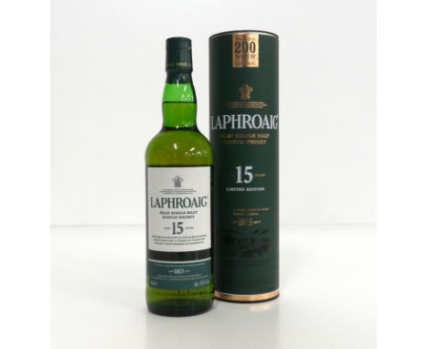 1 70-cl bt Laphroaig 15YO Islay Single Malt Scotch Whisky Limited Edition 200th Anniversary 1815-2015 43% original tube