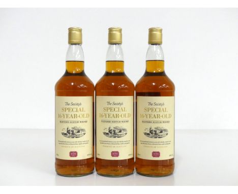3 x 1 litre bts The Society's Special 16YO Blended Scotch Whisky 40%