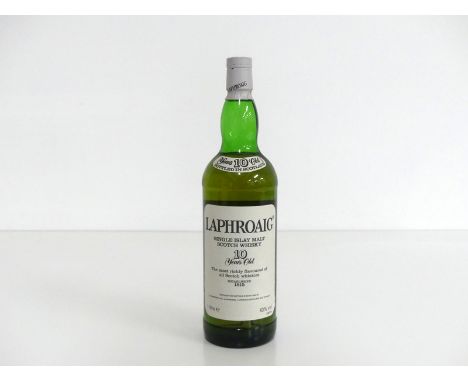 1 litre bt Laphroaig 10 YO Pre Royal Warrant Single Islay Malt Scotch Whisky 43% vts