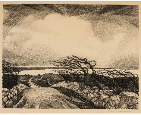 CHRISTOPHER RICHARD WYNNE NEVINSON ARA (English 1889-1946) lithograph (1/25) - 'Cornish Landscape', signed in pencil, 31 x 39