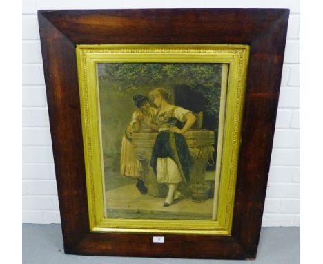 A 19th century rosewood and gilt wood framed print, 71 x 87cm