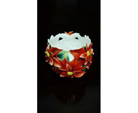 A Franz porcelain Poinsettia planter, 22cm wide