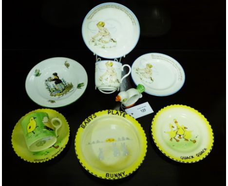 A collection of nursery wares to include a Paragon fine china Eileen Soper trio comprising cup, saucer and side plate, inscri