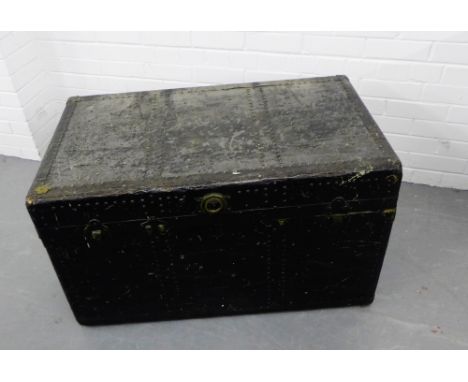 A vintage metal bound trunk, 55 x 98cm