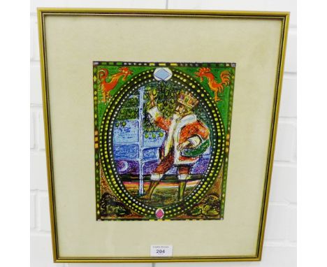 Sir. Robin Philipson, R.A. PRSA, RSW, RGI, D.LIH.LLD Christmas Card colour lithograph in a gilt wood glazed frame, 22 x 26cm