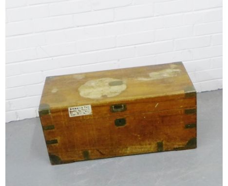 A brass bound campaign trunk, 34 x 76cm