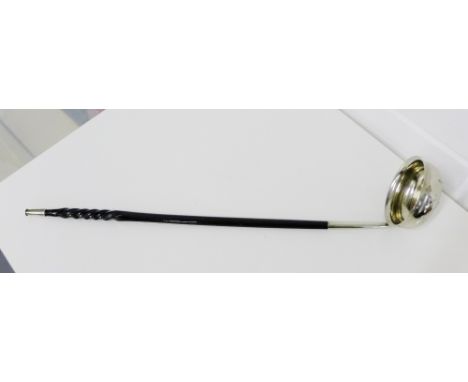 An Epns and whale bone handled toddy ladle, 40cm long