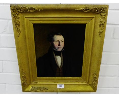 An early 19th century school Half length portrait of Gentleman  Oil-on-canvas, apparently unsigned,  in a gilt wood frame, 24