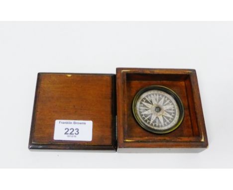 A mahogany cased compass, inscribed Spender & Co No.66 Wapping