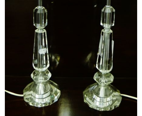 A pair of glass table lamp bases, (2) 