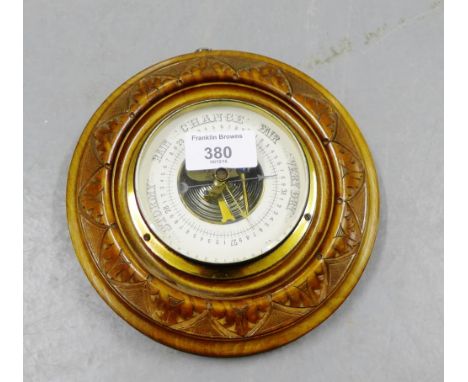 A mahogany framed circular wall barometer