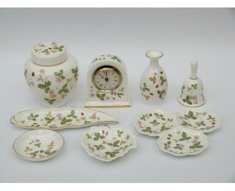 A collection of Wedgwood Wild Strawberry ware including a clock