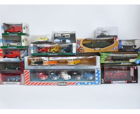 Fifteen Solido, Cararama, Vitesse and Road Signature diecast model vehicles, all in original boxes 