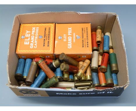 Collector's shotgun cartridges of various gauges including 8, 12, 20 bore, .410 etc and names including Holland & Holland, Mi