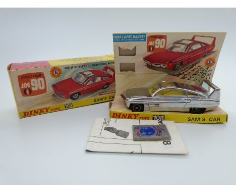 Dinky Toys diecast model Joe 90 Sam's Car, 108, with chrome body and lemon interior, in original box with picture display sta